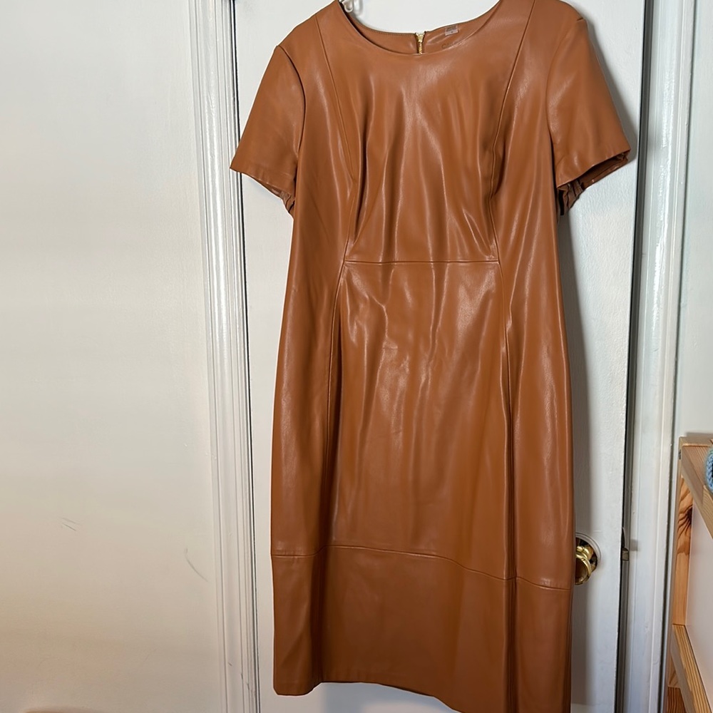 Calvin Klein leather sheath dress